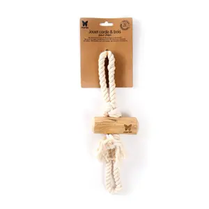 Juguete para perro de madera con cuerda y 2 asas Martin Sellier Expresso image-0