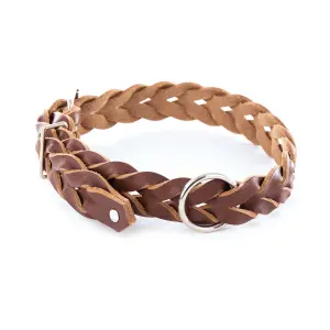 Braided full grain leather dog collar Martin Sellier image-0