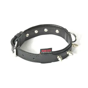 Studded cowhide leather dog collar Martin Sellier image-0