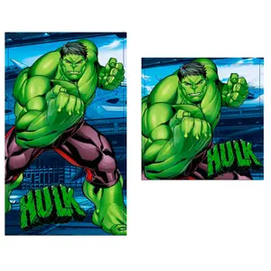 8435631300526-serviette-de-bain-en-coton-marvel-hulk-x2-vert-30x50-cm