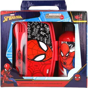 Sandwich and water bottle box with spiderman cover Marvel image-0