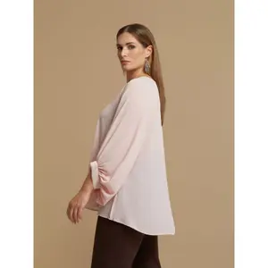 Women's Long Sleeve Crepe Blouse Mat Fashion image-4