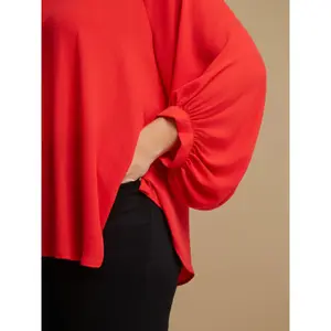Women's Long Sleeve Crepe Blouse Mat Fashion image-4