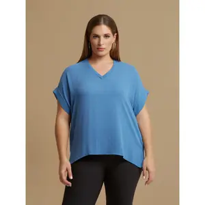 Women’s V-neck blouse Mat Fashion Essential image-2