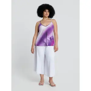 Tryckt gradients trosor med justerbara satinförsedda axelband dam Mat Fashion image-1