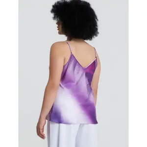 Tryckt gradients trosor med justerbara satinförsedda axelband dam Mat Fashion image-2