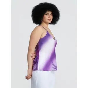 Tryckt gradients trosor med justerbara satinförsedda axelband dam Mat Fashion image-3
