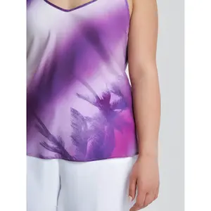 Tryckt gradients trosor med justerbara satinförsedda axelband dam Mat Fashion image-4