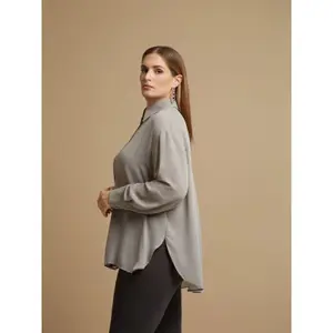 Women's Long Sleeve Crepe Shirt Mat Fashion image-4