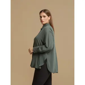 Women's Long Sleeve Crepe Shirt Mat Fashion image-4