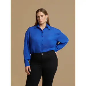 Women's Long Sleeve Crepe Shirt Mat Fashion image-2