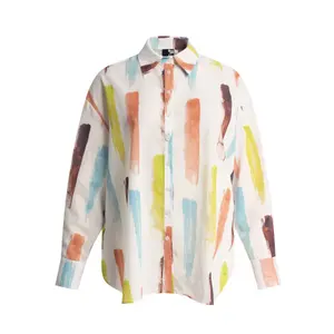 Abstract Print Long Sleeve Shirt Women Mat Fashion image-0