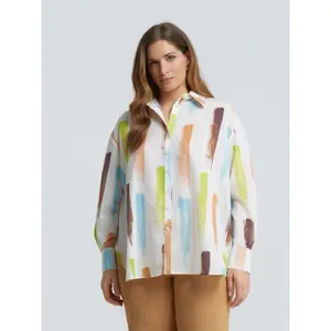 Abstract Print Long Sleeve Shirt Women Mat Fashion image-1