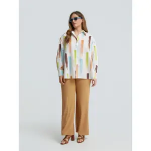 Abstract Print Long Sleeve Shirt Women Mat Fashion image-2