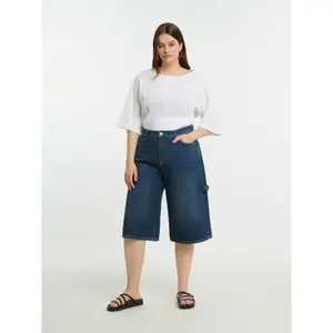 Women's Denim Bermuda Shorts with Utility Details Mat Fashion image-1