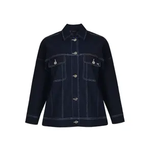Women's Denim Jacket with Chest Pockets Mat Fashion image-0