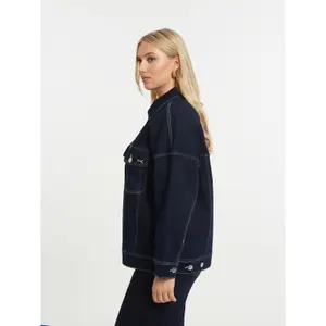 Women's Denim Jacket with Chest Pockets Mat Fashion image-3
