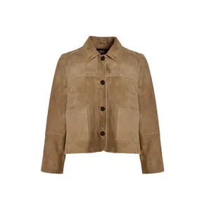 Women's Suede Leather Jacket Mat Fashion image-0