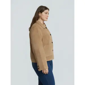 Women's Suede Leather Jacket Mat Fashion image-4