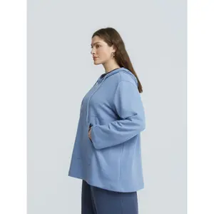 Women's Zip-Up Hoodie with Kangaroo Pocket Mat Fashion image-3