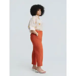 Carrot Trousers with Front Pleat for Women Mat Fashion image-3