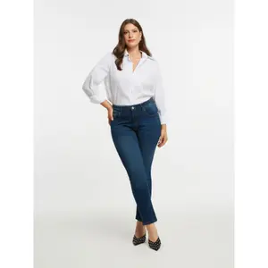 Jeans a vita alta da donna Mat Fashion Basic Slim image-1
