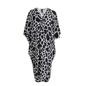 Abstract Animal Print Kaftan Dress for Women Mat Fashion image-0