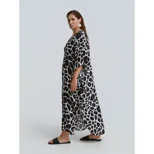 Abstract Animal Print Kaftan Dress for Women Mat Fashion image-3