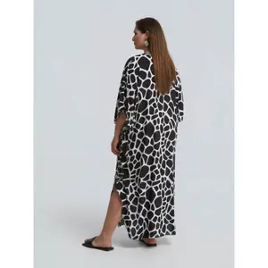 Abstract Animal Print Kaftan Dress for Women Mat Fashion image-2