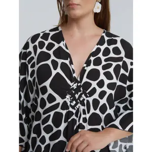Abstract Animal Print Kaftan Dress for Women Mat Fashion image-4