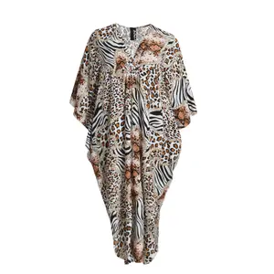 Animal Print Kaftan Dress for Women Mat Fashion image-0