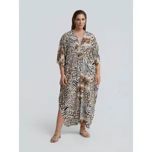 Animal Print Kaftan Dress for Women Mat Fashion image-1