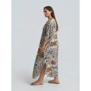 Animal Print Kaftan Dress for Women Mat Fashion image-3