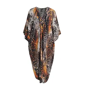 Animal Print Kaftan Dress for Women Mat Fashion image-0