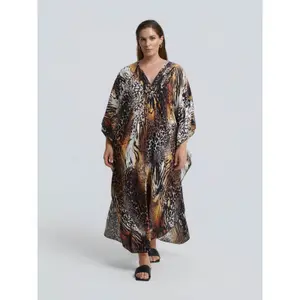 Animal Print Kaftan Dress for Women Mat Fashion image-1
