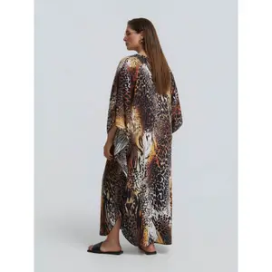 Animal Print Kaftan Dress for Women Mat Fashion image-3