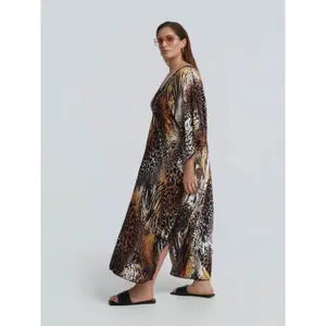 Animal Print Kaftan Dress for Women Mat Fashion image-4