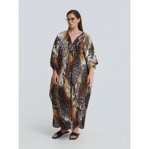 Animal Print Kaftan Dress for Women Mat Fashion image-2