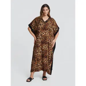 Animal Print Kaftan Dress for Women Mat Fashion image-1