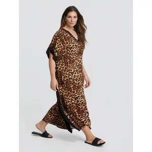 Animal Print Kaftan Dress for Women Mat Fashion image-3