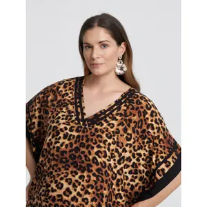Animal Print Kaftan Dress for Women Mat Fashion image-4