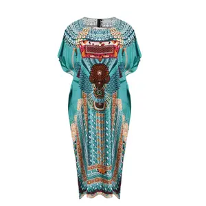Ethnic Print Kaftan Dress for Women Mat Fashion image-0