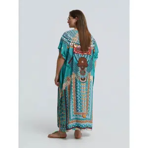 Ethnic Print Kaftan Dress for Women Mat Fashion image-2