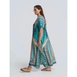 Ethnic Print Kaftan Dress for Women Mat Fashion image-3