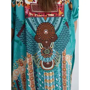 Ethnic Print Kaftan Dress for Women Mat Fashion image-4