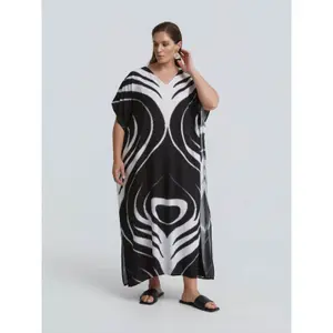 Abstract Print Kaftan Dress for Women Mat Fashion image-1