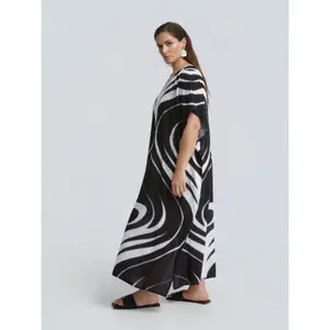 Abstract Print Kaftan Dress for Women Mat Fashion image-3