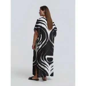 Abstract Print Kaftan Dress for Women Mat Fashion image-2