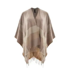 Fringed Poncho Women Mat Fashion Minimal image-0