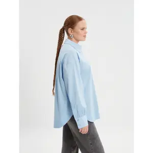 Women's long-sleeved poplin shirt Mat Fashion image-4